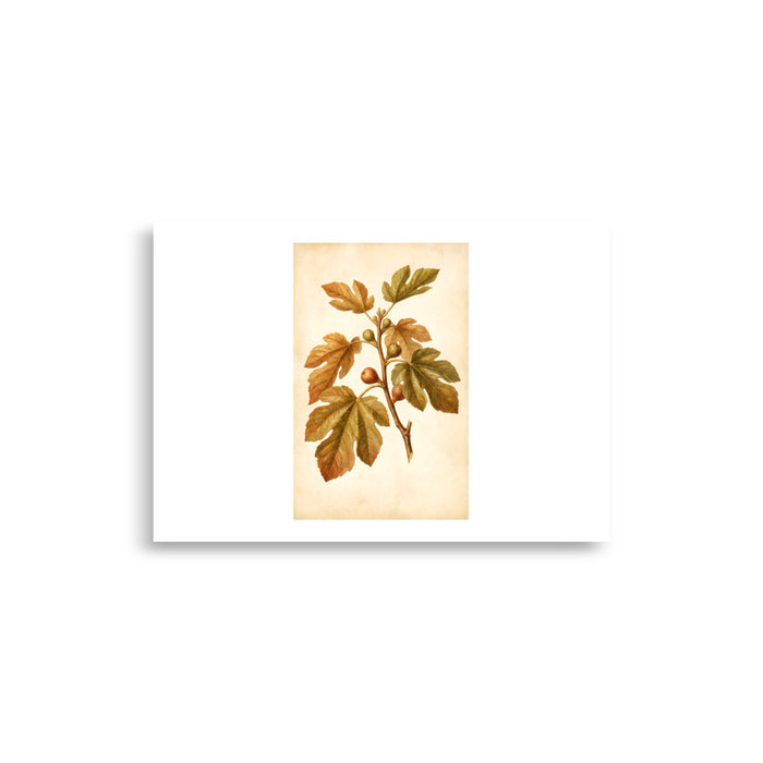 Golden Brown Autumn Botanical Leaf Print