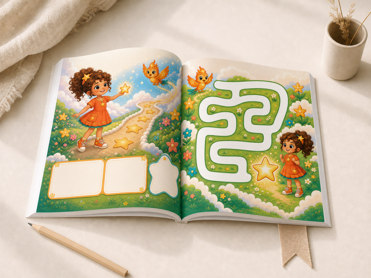 Full-color Ellie and Pixi inner page mockup